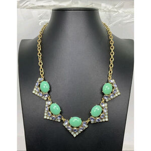 Stella & Dot Turquoise Blue & Purple Rhinestone Statement Necklace | 18